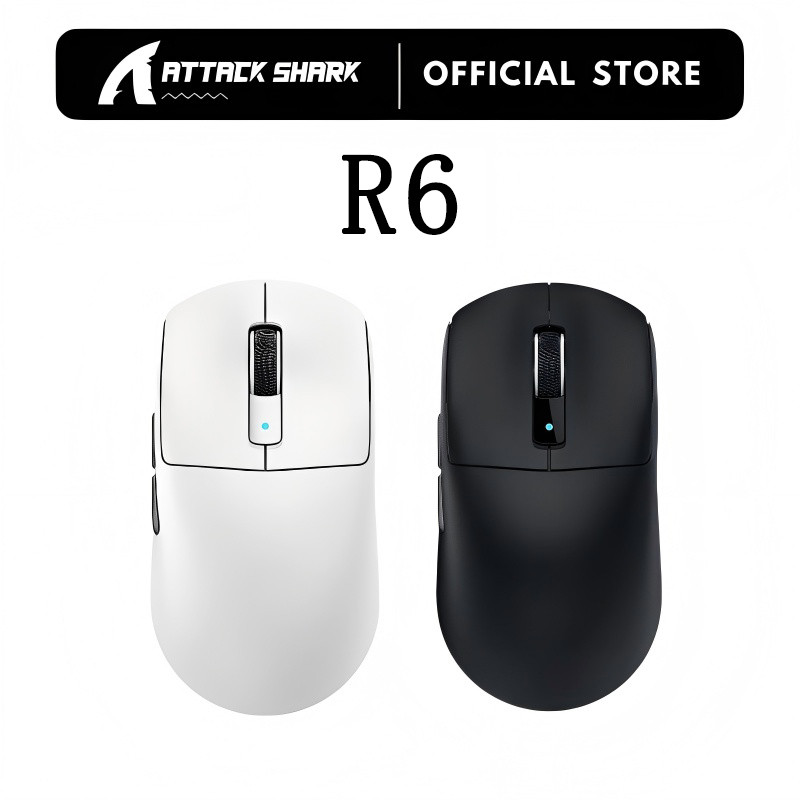 AATTACK SHARK R6 Mouse Para Jogos Sem Fio Leve 42K DPl PAW 3950Max Sensor Nordic 52480 8KHz Polling USB-C Carregamento