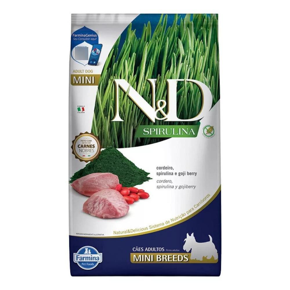 Cães Adultos de Raças Mini e Pequenas Sabor Tilápia, Spirulina e Goji Berry 2Kg N&D Spirulina