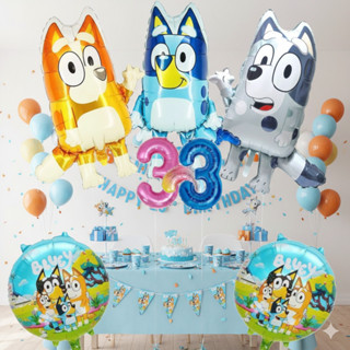 Balão BlueyBingo + Número Balões Metalizados Decoração Cachorro Cachorrinho Azul Cachorrinha Bluei em Oferta na Shopee