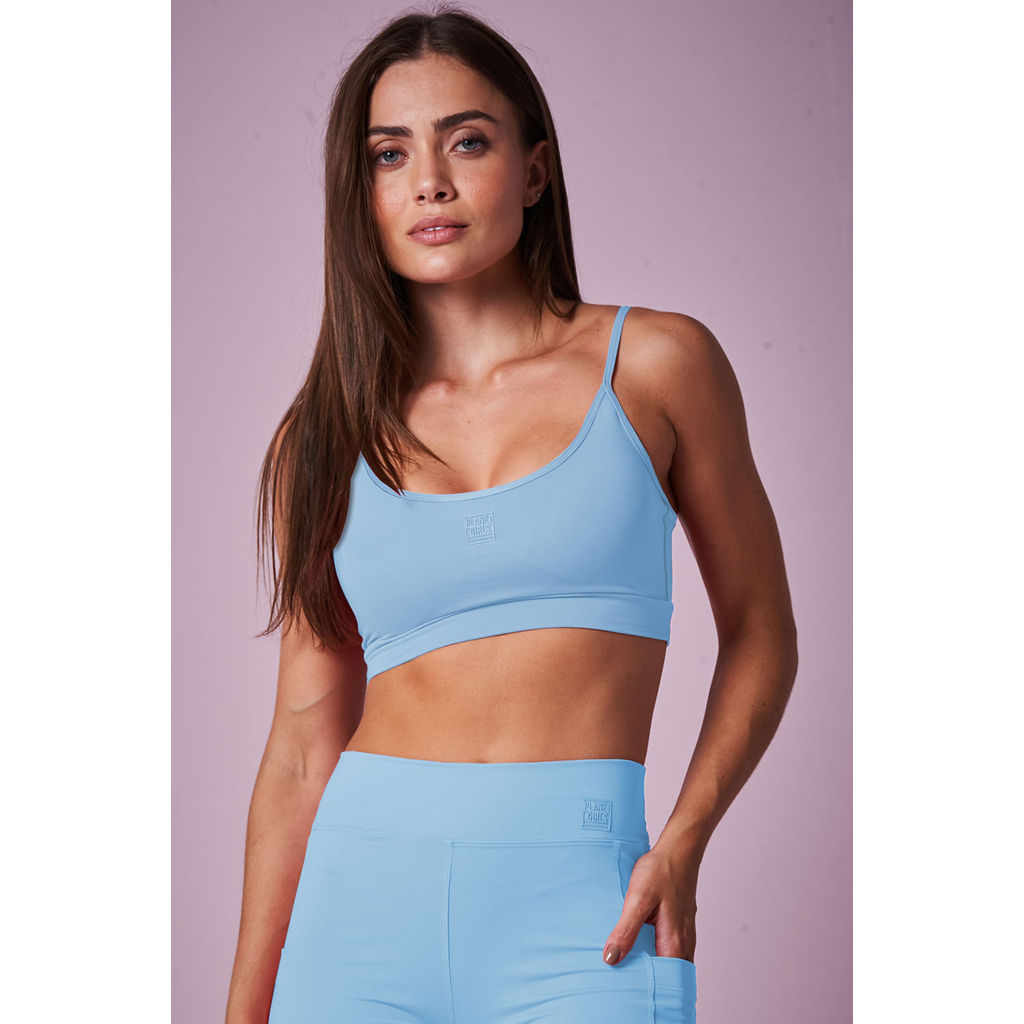 Top Feminino Fashion Fitness Com Bojo Planet Girls Azul em Oferta na Shopee