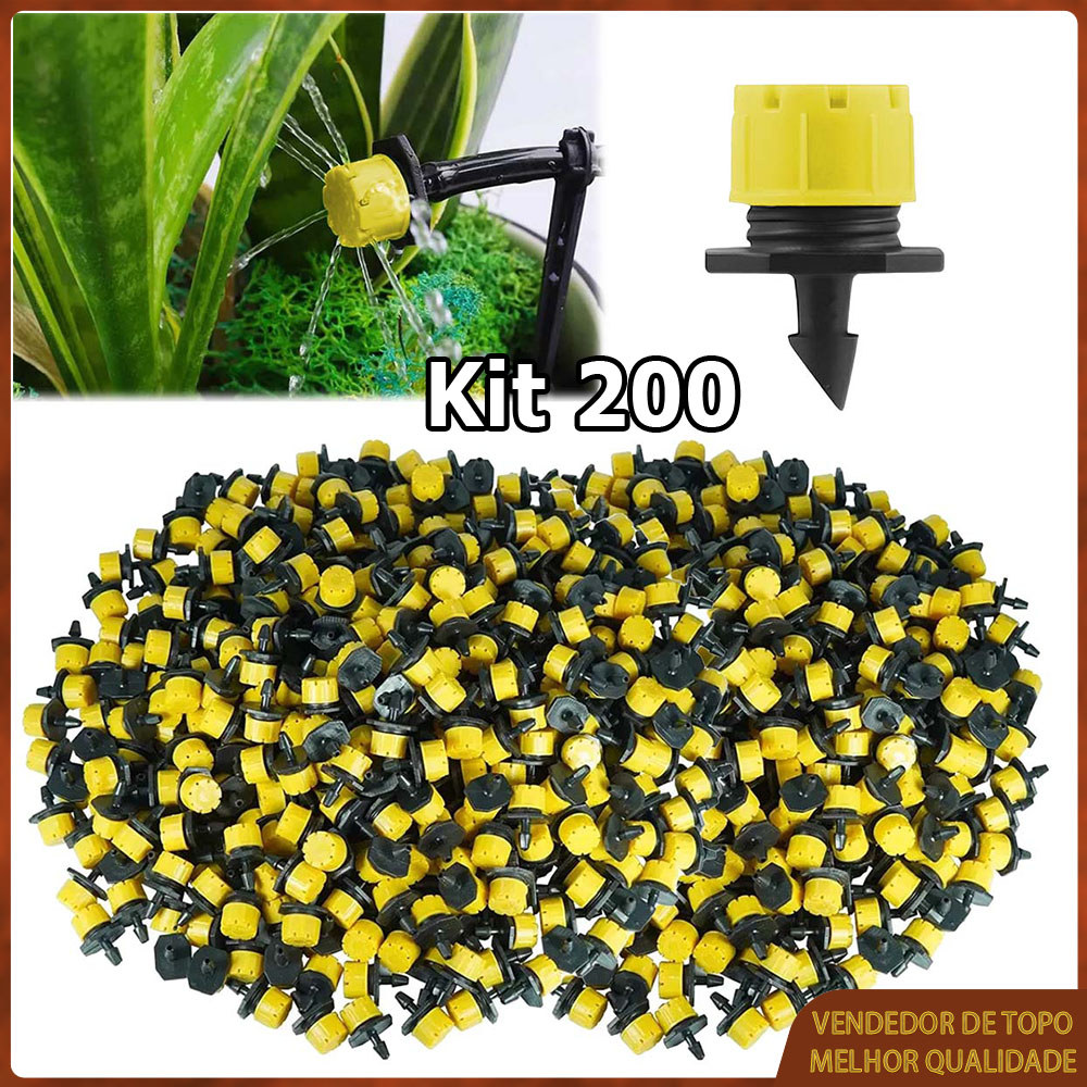 200x Bocal de pulverização para irrigação de jardins bocal micro-gotejador com espigões 8 orifícios 360 graus Amarelo