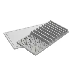 Escorredor de Pratos 37cm Pedra Diatomita Cinza Lyor para Secar Louças Copos Utensílios Bancada Cozinha Prático Compacto