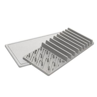 Escorredor de Pratos 37cm Pedra Diatomita Cinza Lyor para Secar Louças Copos Utensílios Bancada Cozinha Prático Compacto