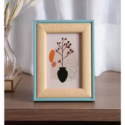 Porta-Retrato Trançado Rústico 10cm x 15cm Azul MDF