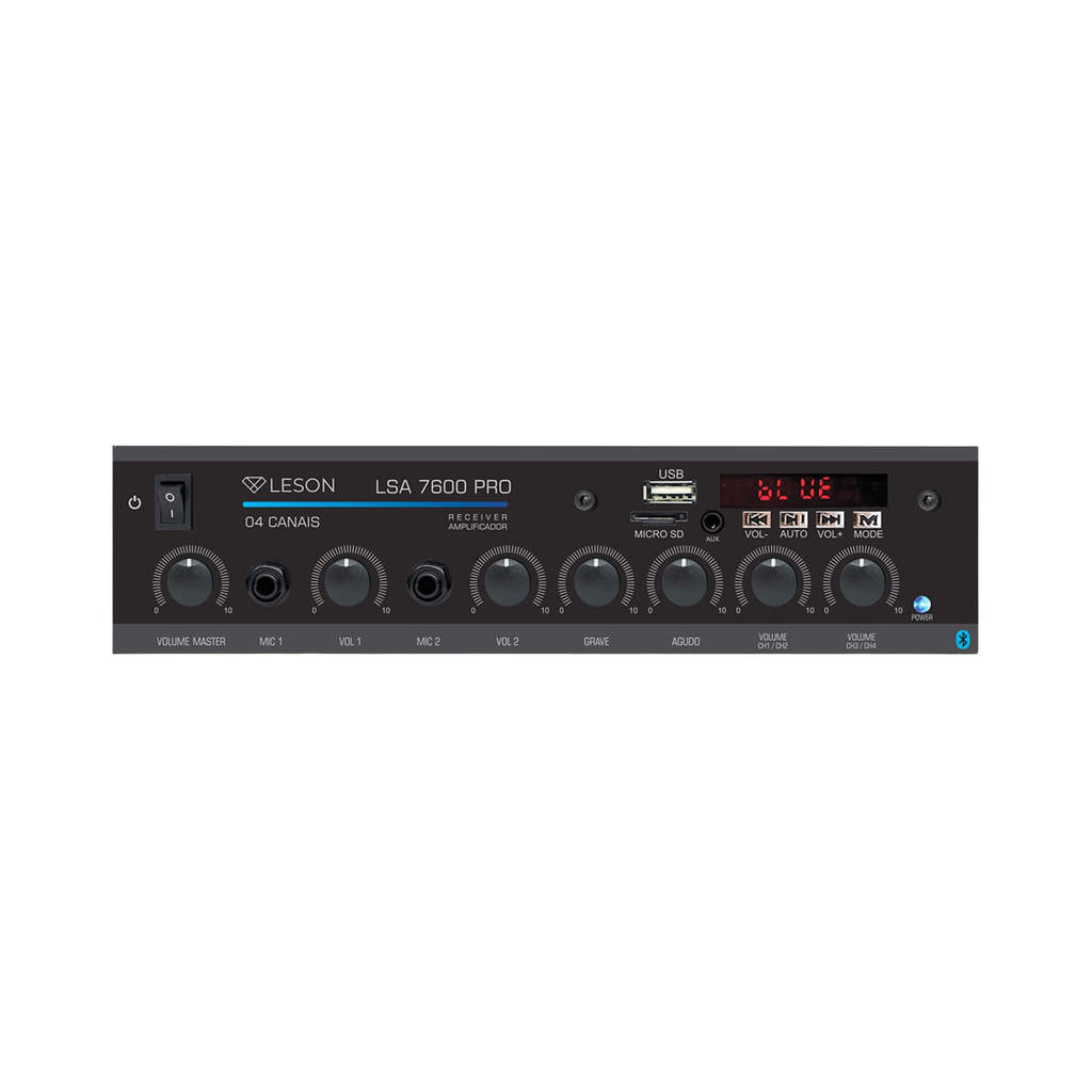 Receiver LSA 7600 Pro 120W RMS Entradas SD, USB, RCA, Bluetooth Bivolt Leson - 2AMPL7600