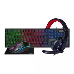 Combo Gamer Acegeek Thunder 4in1, Teclado Membrana, Mouse, Mousepad, Headset, AG-THUNDER-COMBO-BK