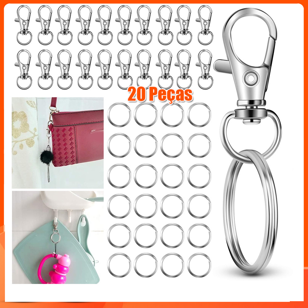 20 peças 32mm Argola para chaveiro de ganchos de chaveiro de faça você mesmo chaveiro joias acessórios de fivela Prata