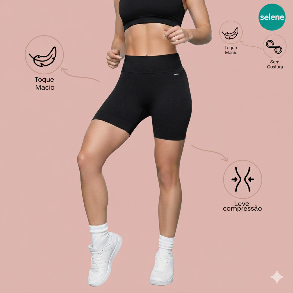 Shorts Feminino Em Poliamida Fitness De Academia Selene Original
