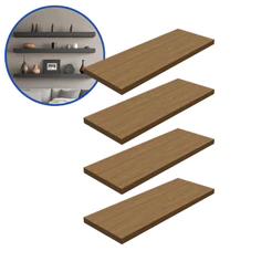 Kit 4 Prateleira Freijó 40X15 + Suporte Flutuante Mdf Organizadora Decoração Cozinha Banheiro Sala