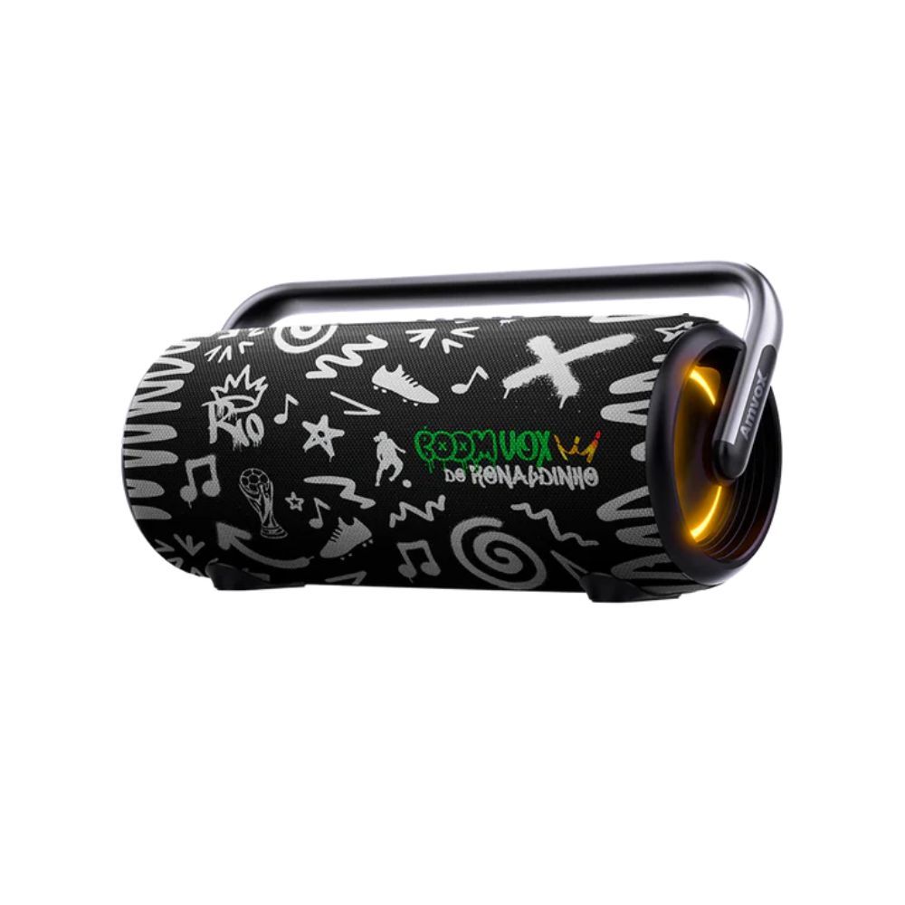 Caixa de Som Boombox Amvox ACA 310 Ronaldinho Grafite 310W Até 12h bateria Bluetooth a Prova D’água em Oferta na Shopee