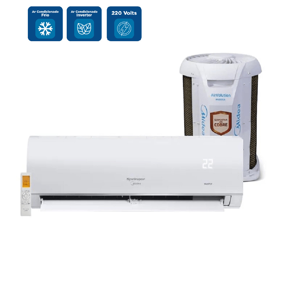 Split Hi Wall Inverter Springer Midea AirVolution Connect 18000 BTU/h Frio 42AFVCI18S5 - 220 Volts