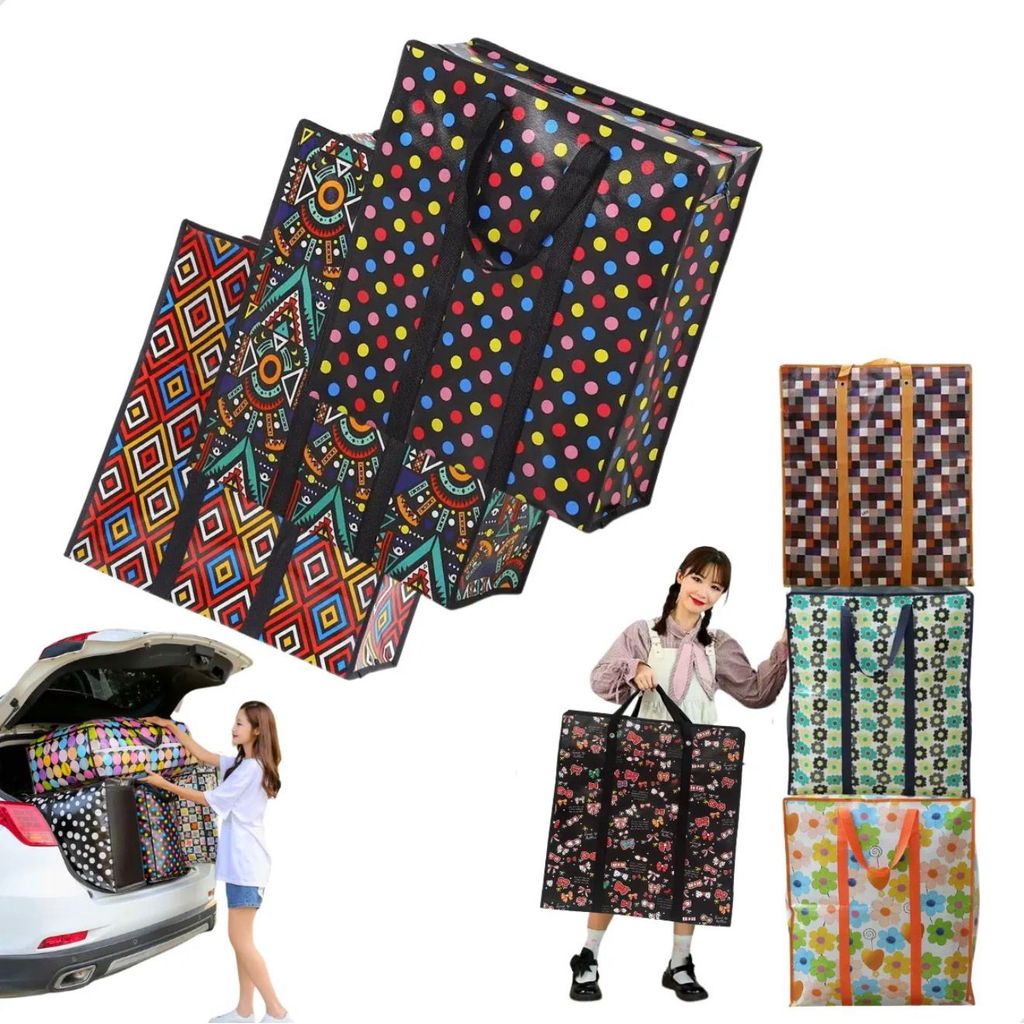 Saco/Bolsa 70 x 70 cm Sacoleira impermeável com fechamento em zíper, alças reforçadas ESTAMPA SORTIDA