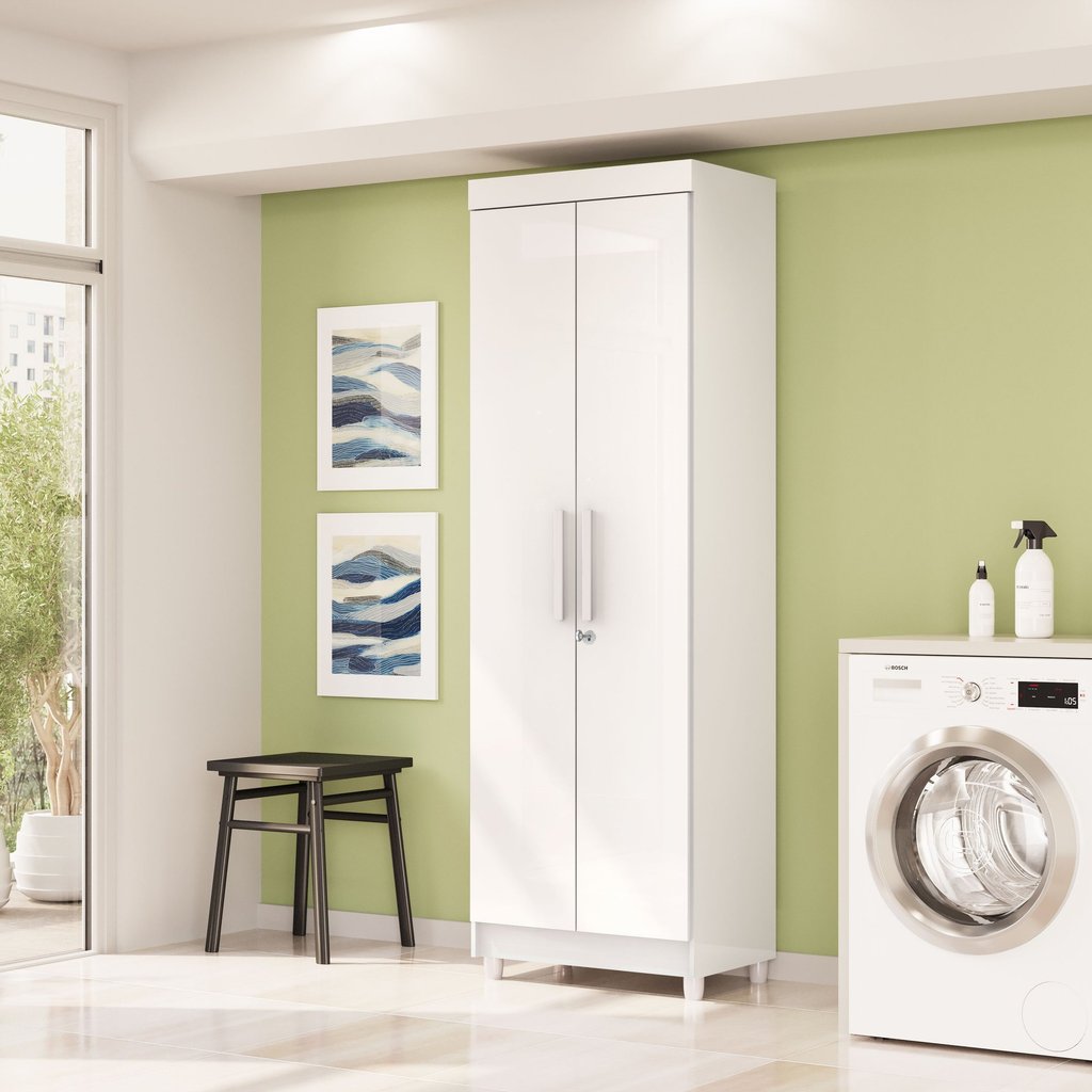 Armário Multiuso Line 2 Portas 5 Prateleiras Branco em Oferta na Shopee