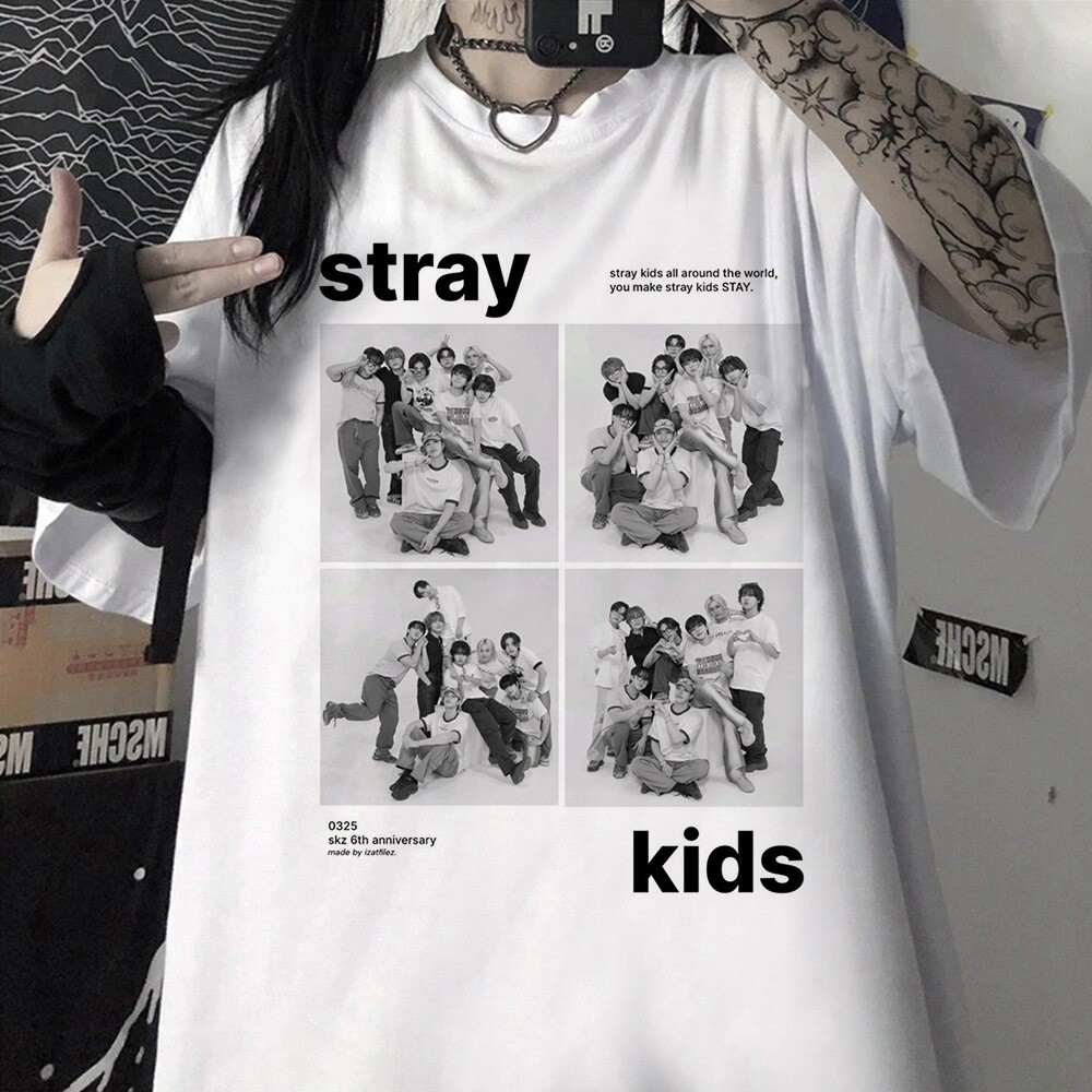 Kpop Camiseta Stray Kids Membros Blusa Unissex Bang Chan, Lee Know, Changbin, Hyunjin, Han, Felix, Seungmin JsCod