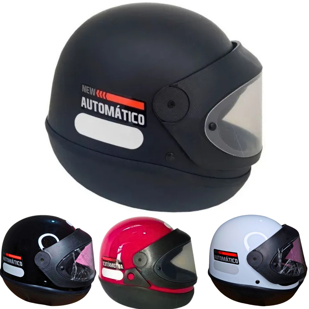 Capacete Ebf Solid Automático Moto Preto Fosco Fechado Branco