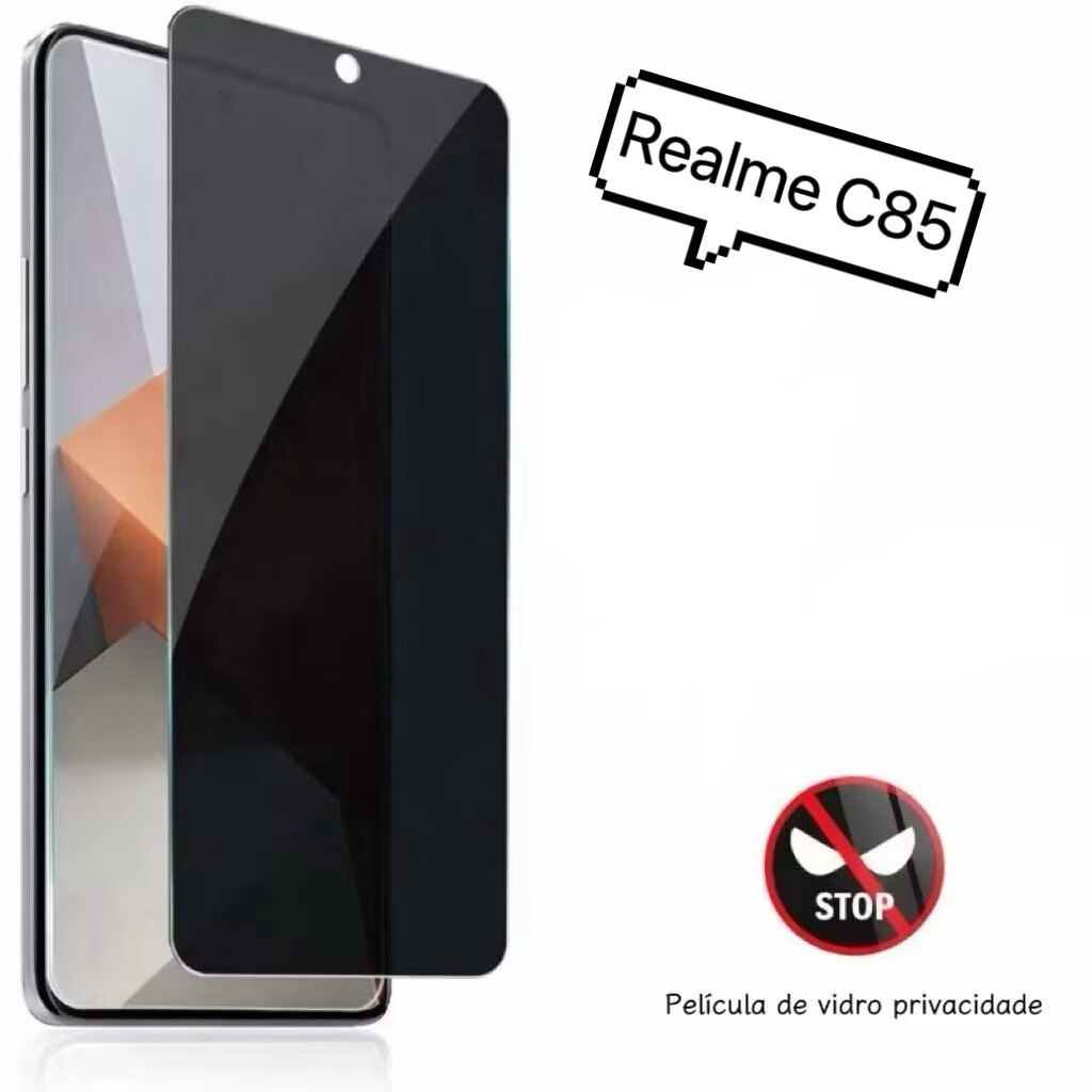 Película de vidro 3D privacidade para Realme C85