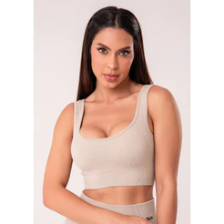 TOP FITNESS FEMININO CANELADO COM BOJO SEAMLESS+ DLK