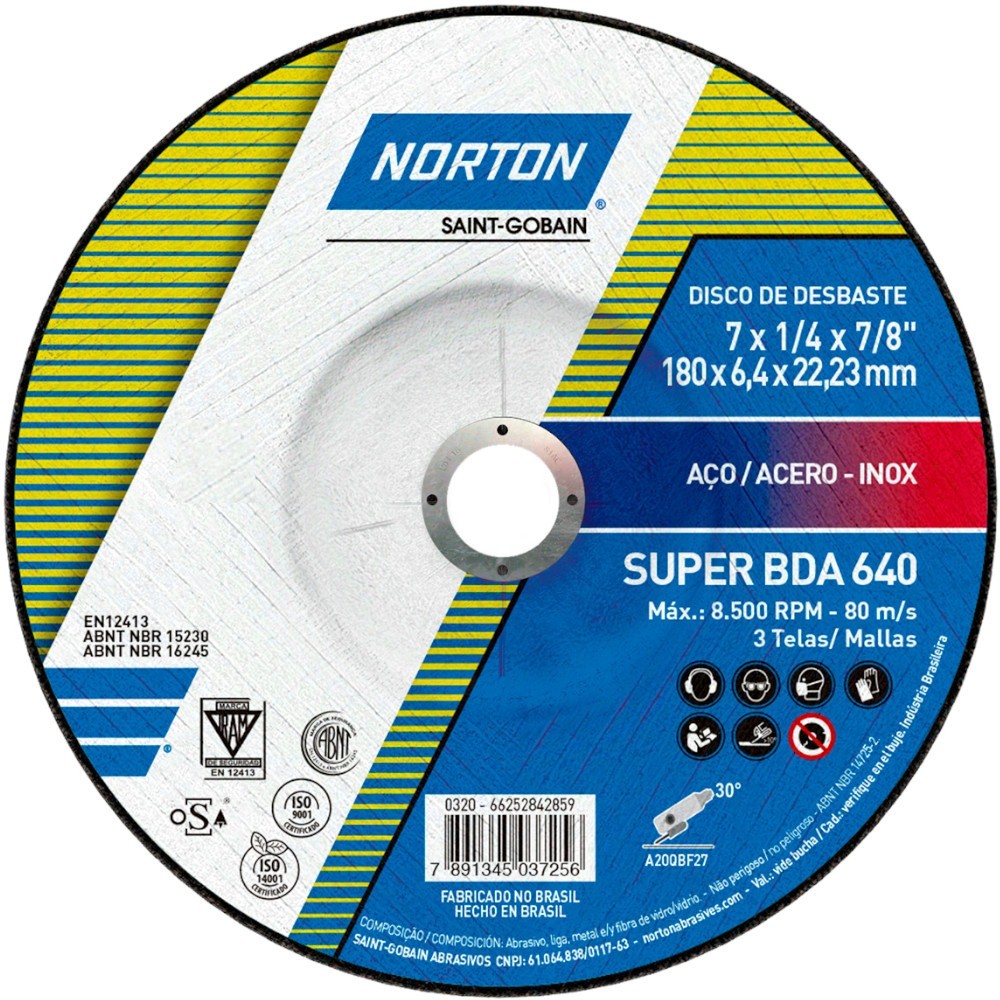 Disco de desbaste para metal 7 x 1/4 x 7/8pol BDA640 Norton