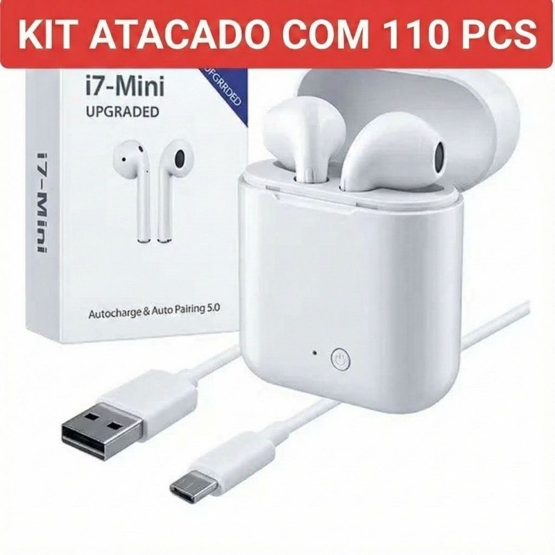Kit 110pcs Fone Bluetooth i7 mini TWS Estéreo Sem Fio Touch Auto Pairing para Android iOS Atacado