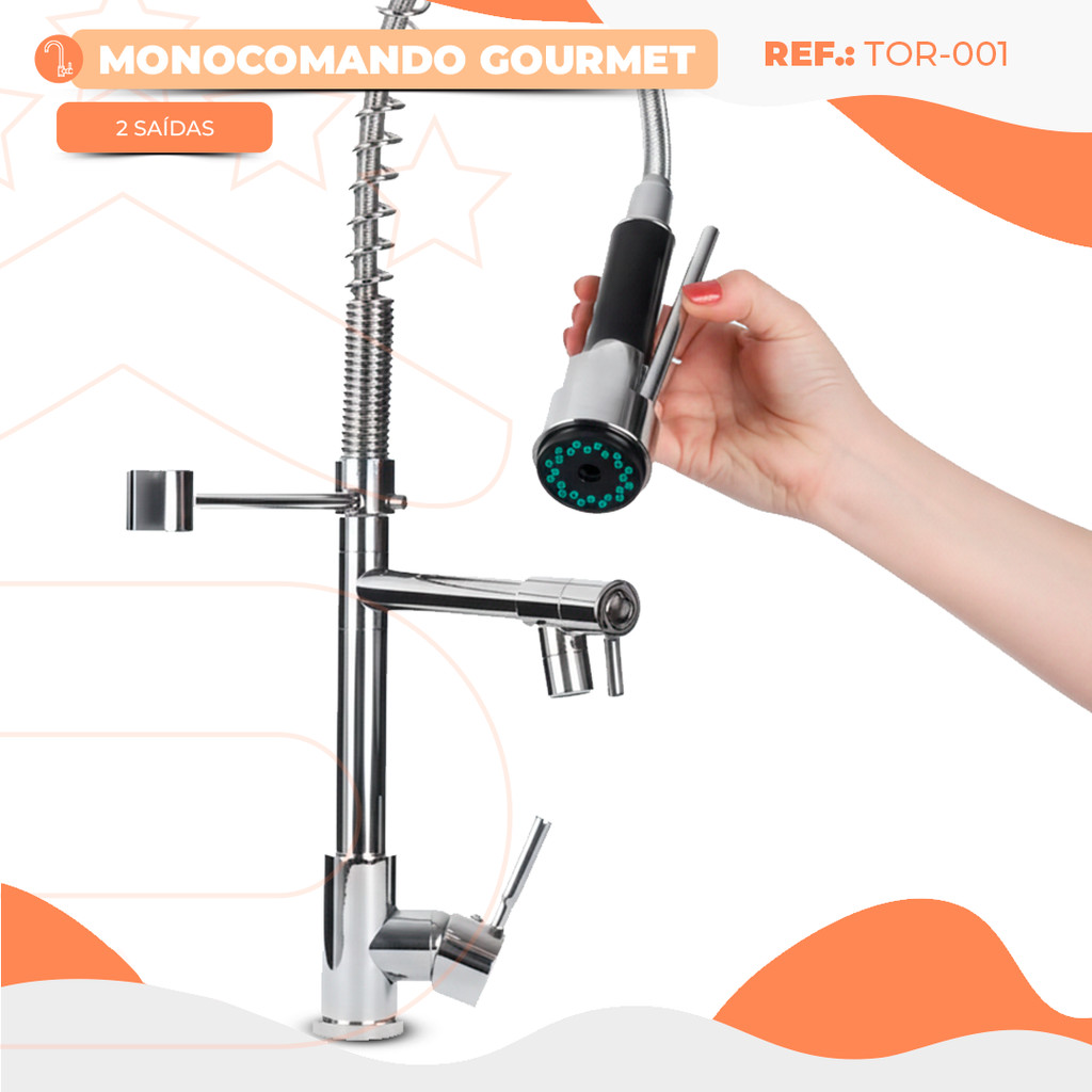 Torneira Gourmet Cozinha Ducha Flexível 50cm Monocomando Alta Pressão · foto 2