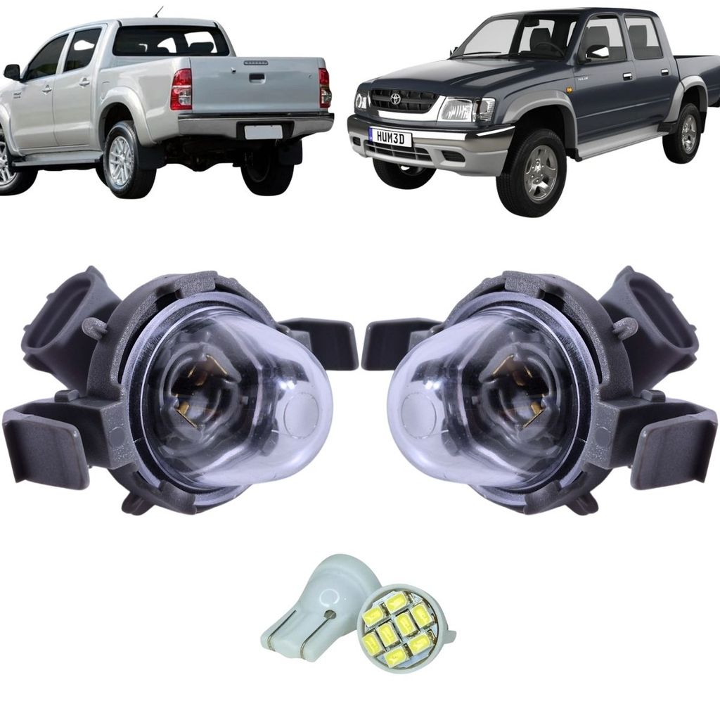 KIT LANTERNA LUZ DE PLACA TOYOTA HILUX 2005 A 2014 PAR COM SOQUETE E LÂMPADAS LED 12V ILUMINAÇÃO