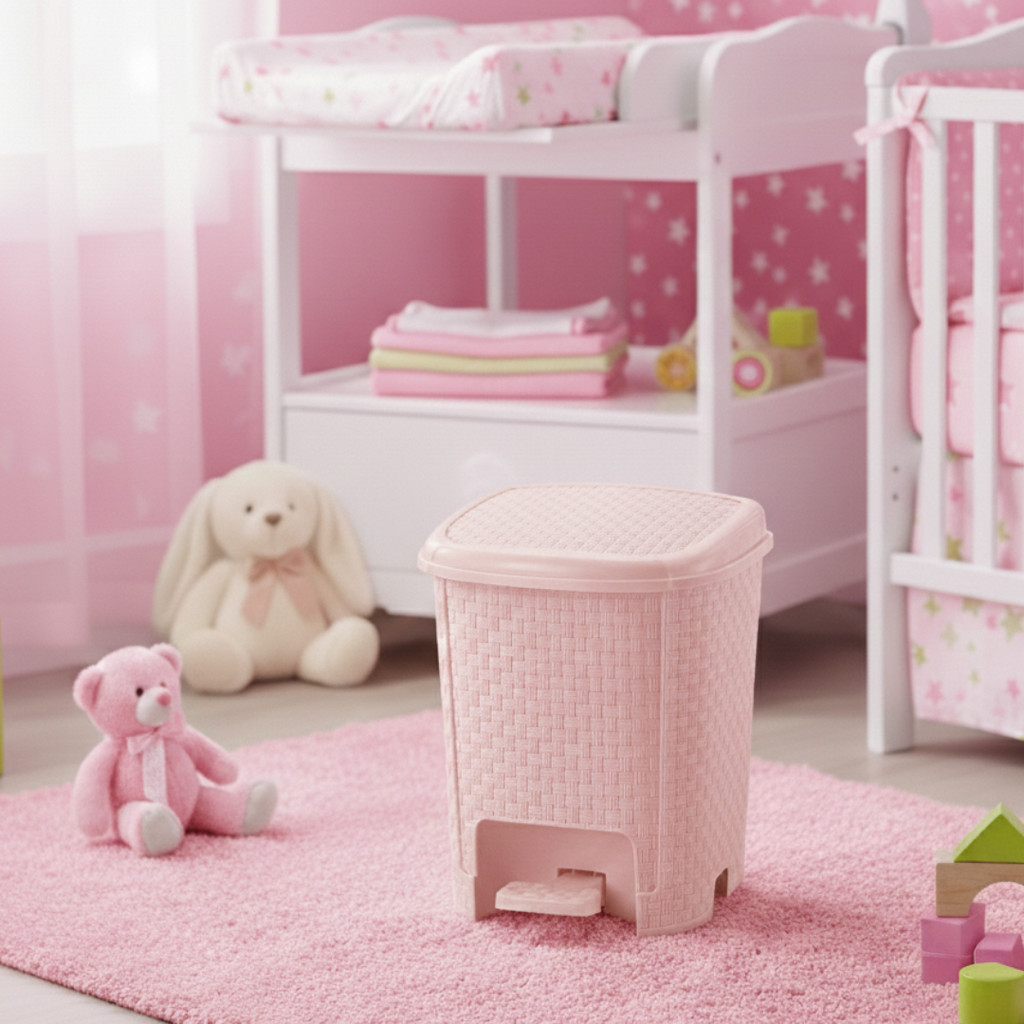 Chega de Bagunça Lixeira 6L Rattan Rosa, Azul e Branca