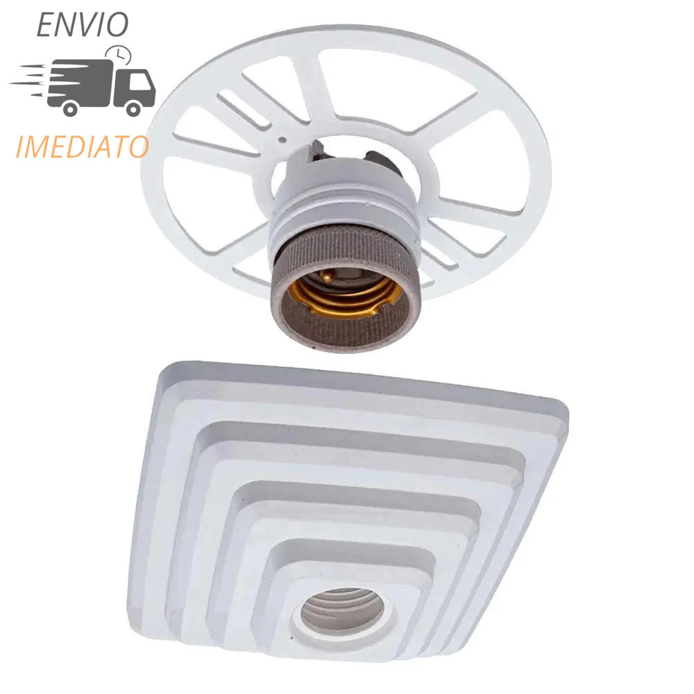 Lúminaria Lustre Plafon Pirâmide Quadrado Rosqueavel E-27 Branco ou Preto Roper Plast