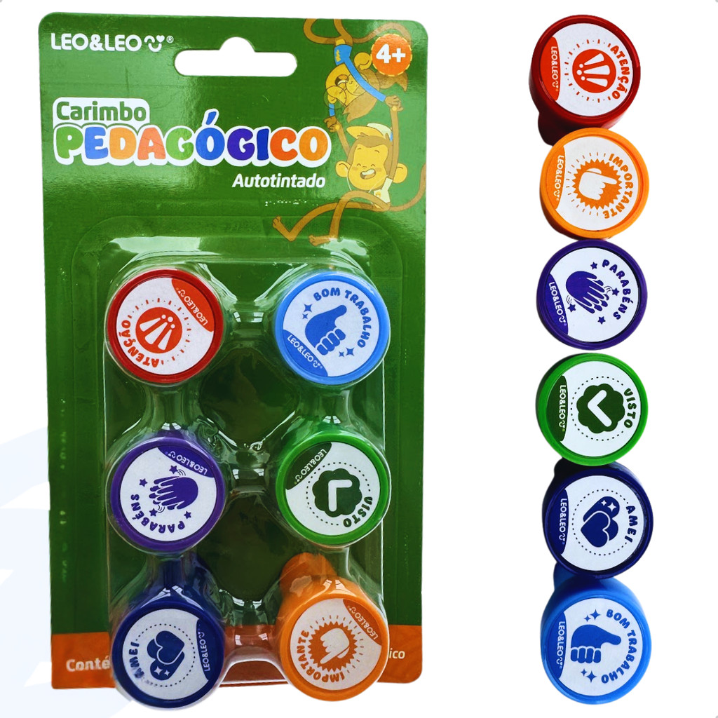Carimbo Escolar Pedagógico Para Professores Kit 6 Unidades Leo e Leo em Oferta na Shopee