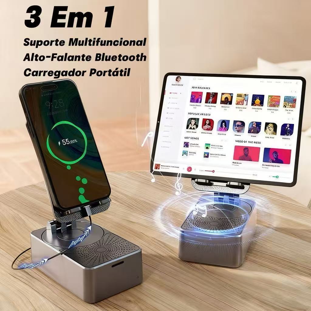 3 Em 1 Suporte Carregador Power Bank E Caixa De Som Bluetooth Para Celular E Tablet Com Som Surround 9D-XL em Oferta na Shopee