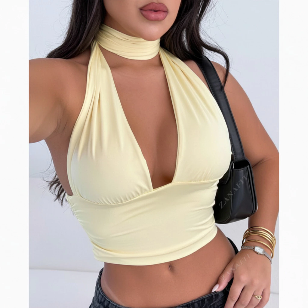 Top Cropped Frente Única Amarração Multi forma Decote Moda Gringa — imagem 1