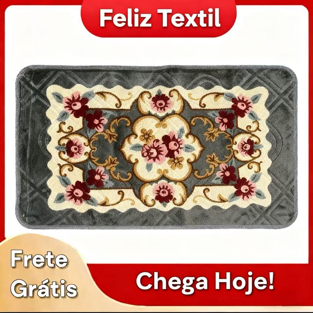 Tapete Floral 60cm x 90cm Geometrico Antiderrapante Para Quartos, Sala Boa Qualidade Ola1