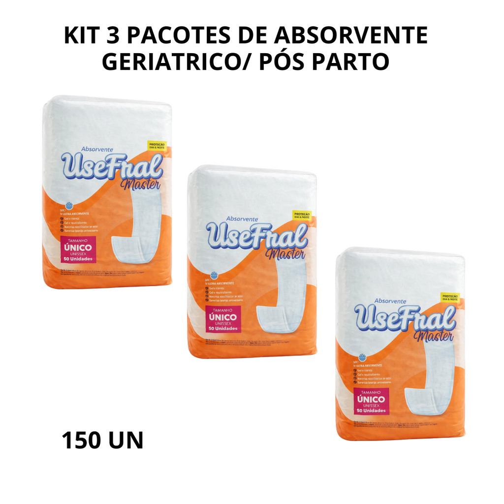 kit  Absorvente Geriátrico Adulto Unissex 150 Un 