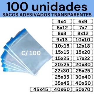 Kit 100 Sacos Adesivados Transparentes Ideal para Revenda e Organização