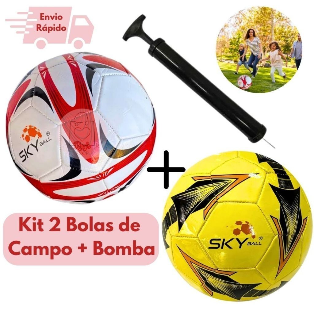 Kit 2 Bolas De Campo E Bomba De Ar Portátil Manual Futebol em Oferta na Shopee