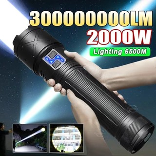 Lanterna LED mais poderosa 30000000LM forte luz táctica tocha grande luz recarregável tocha leve agora