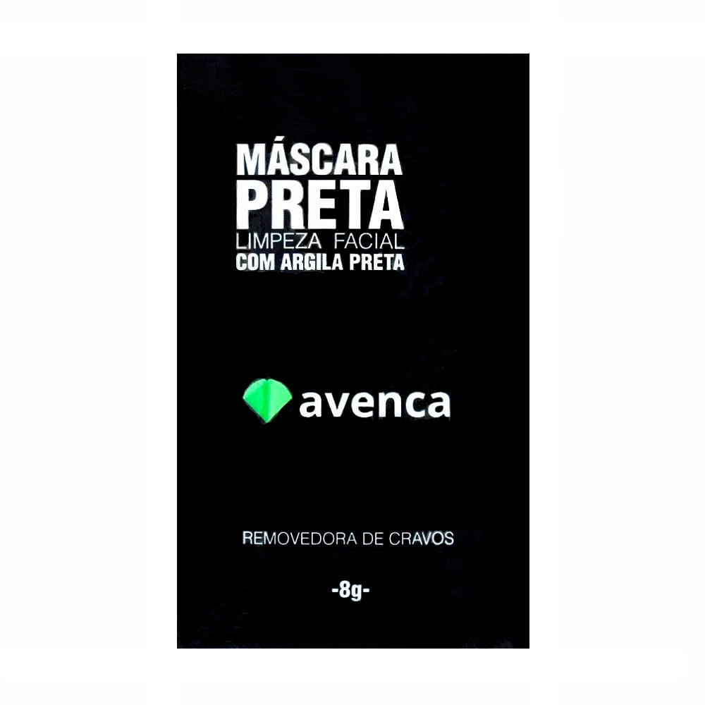 Máscara Preta Removedora de Cravos com Argila Avenca 8g em Oferta na Shopee