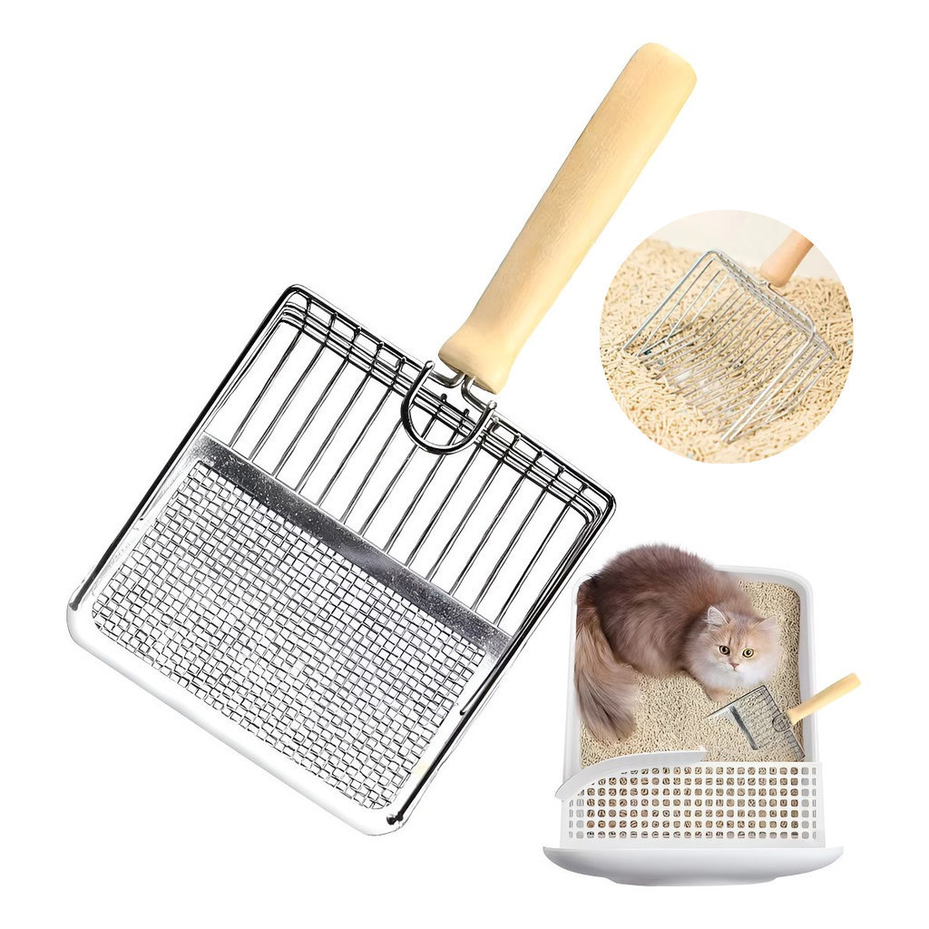 Colher De Areia Para Gatos, Pá Animais De Estimação Com Cabo 2 Em 1 , Ferramenta De Limpeza De Banheiro Gatinhos M.U