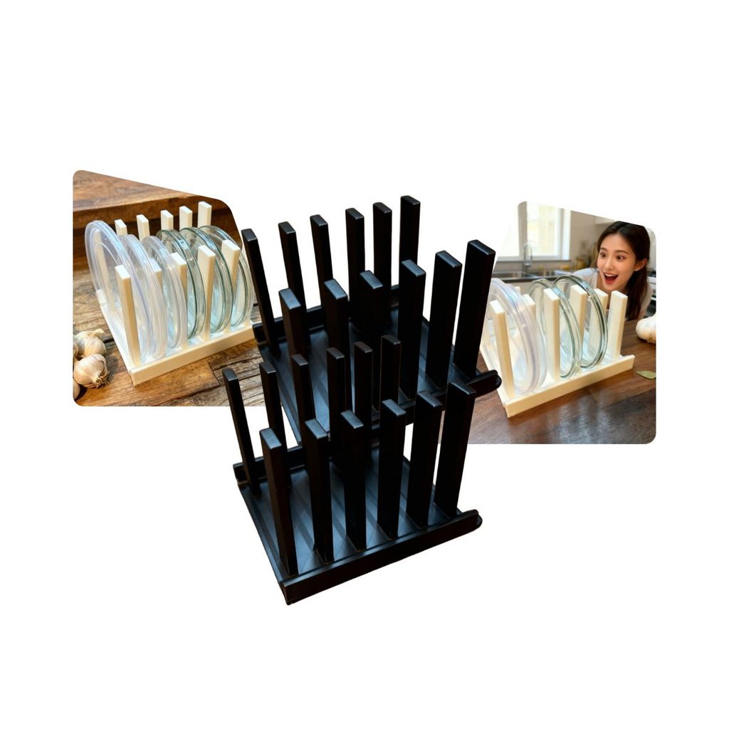 Kit 2 Organizador De Tampas Universal Para Plástico e Vidro Suporte Compacto Para Armário e Bancada De Cozinha