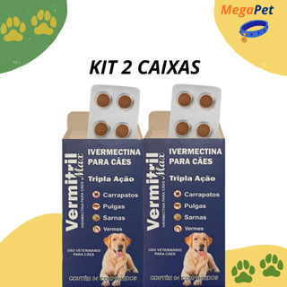 Vermitril Caes Anti Pulgas Carrapatos Vermes Sarnas  12mg 8 Comprimidos Trata até 60kg em Oferta na Shopee