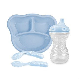 Kit de Alimentação Bebê Cajovil Prato, Copo  2 Colheres Azul em Oferta na Shopee