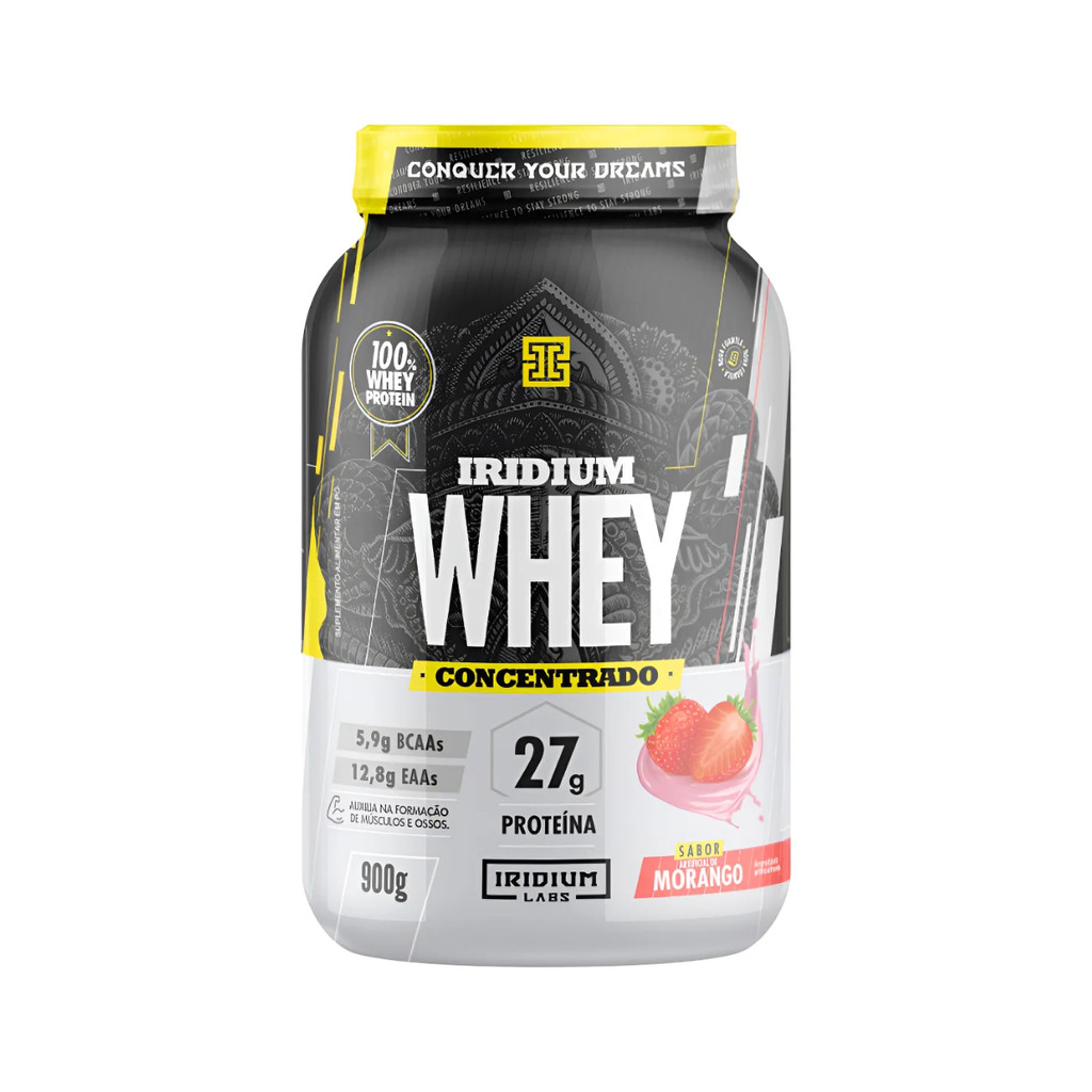 Whey Protein Concentrado - 900g Sabor Morango Iridium Labs Morango