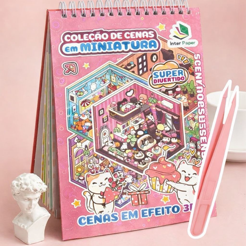 Livro Adesivo 3D Diy 5 Cenários Diferentes Divertido - Papelaria Fofa em Oferta na Shopee