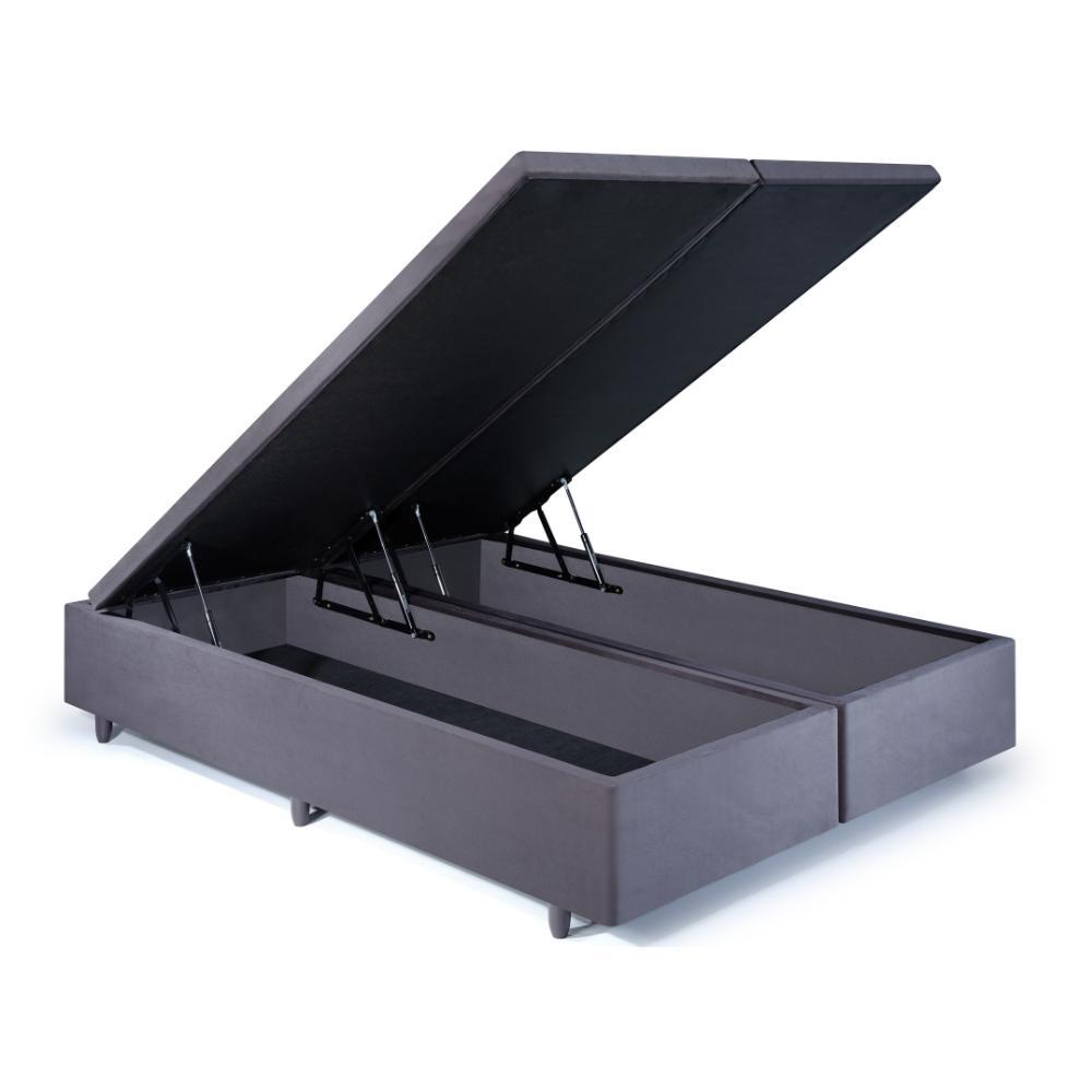 Base Box Queen com Baú 158x198x42cm  Suede Cinza em Oferta na Shopee