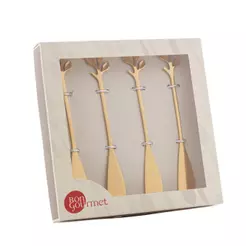 4 Espátulas Wolff Leaves de Aço Inox Dourado