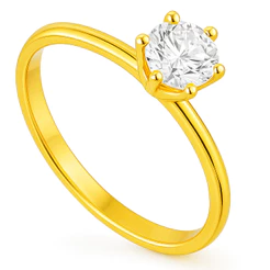 Anel Solitário Zircônia Branca Ouro 18k Aço Inox 316l Pedra