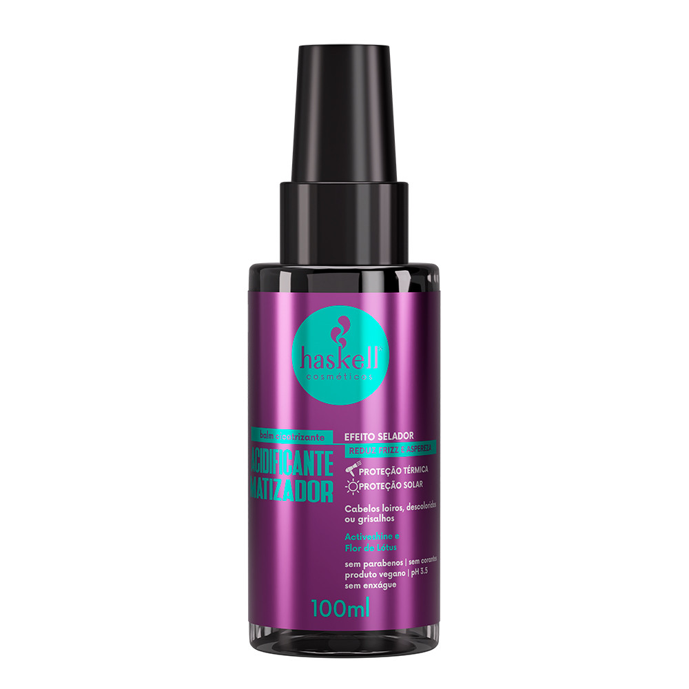 Óleo para cabelo Balm Acidificante Matizador 100ml Haskell | Proteção Térmica e Brilho para Loiros e grisalhos