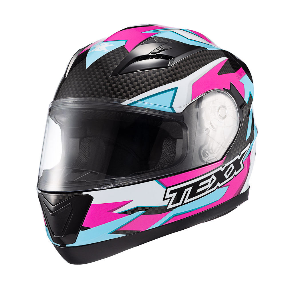 Capacete Moto Texx Strike Ride Azul Rosa Branco Preto