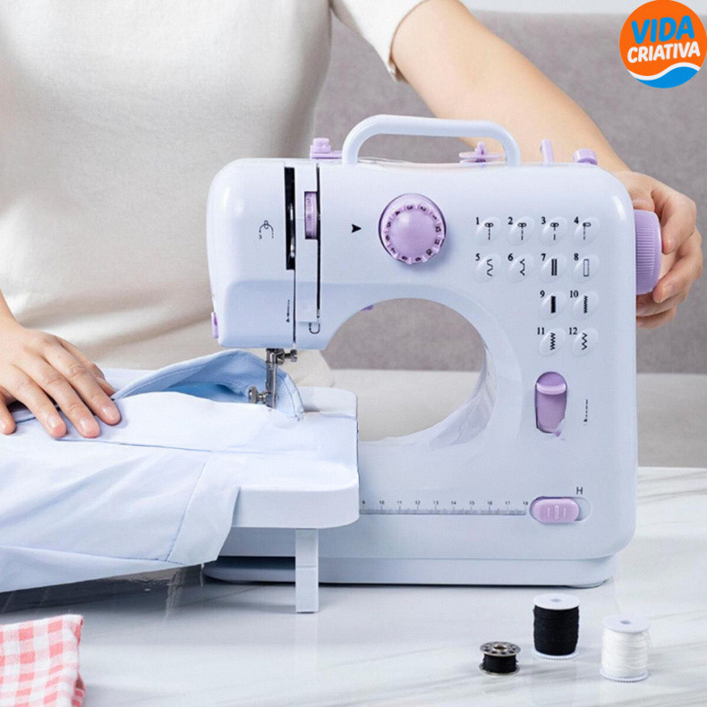 Mini Máquina De Costura Multifuncional Doméstica Composta de 12 Pontos - Bivolt