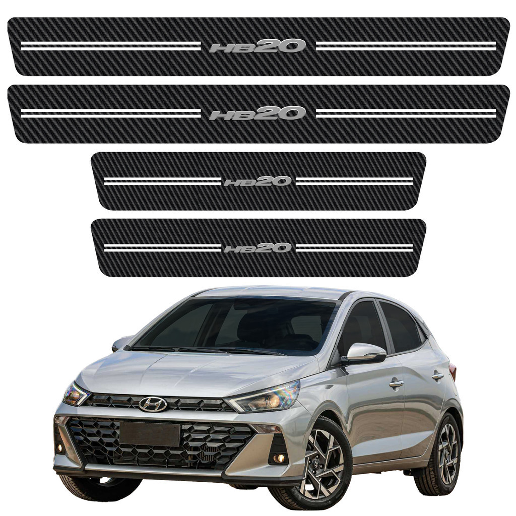 Kit Soleira de Porta Fibra de Carbono Resistente UV  Alta Qualidade Personalizada HB20 em Oferta na Shopee