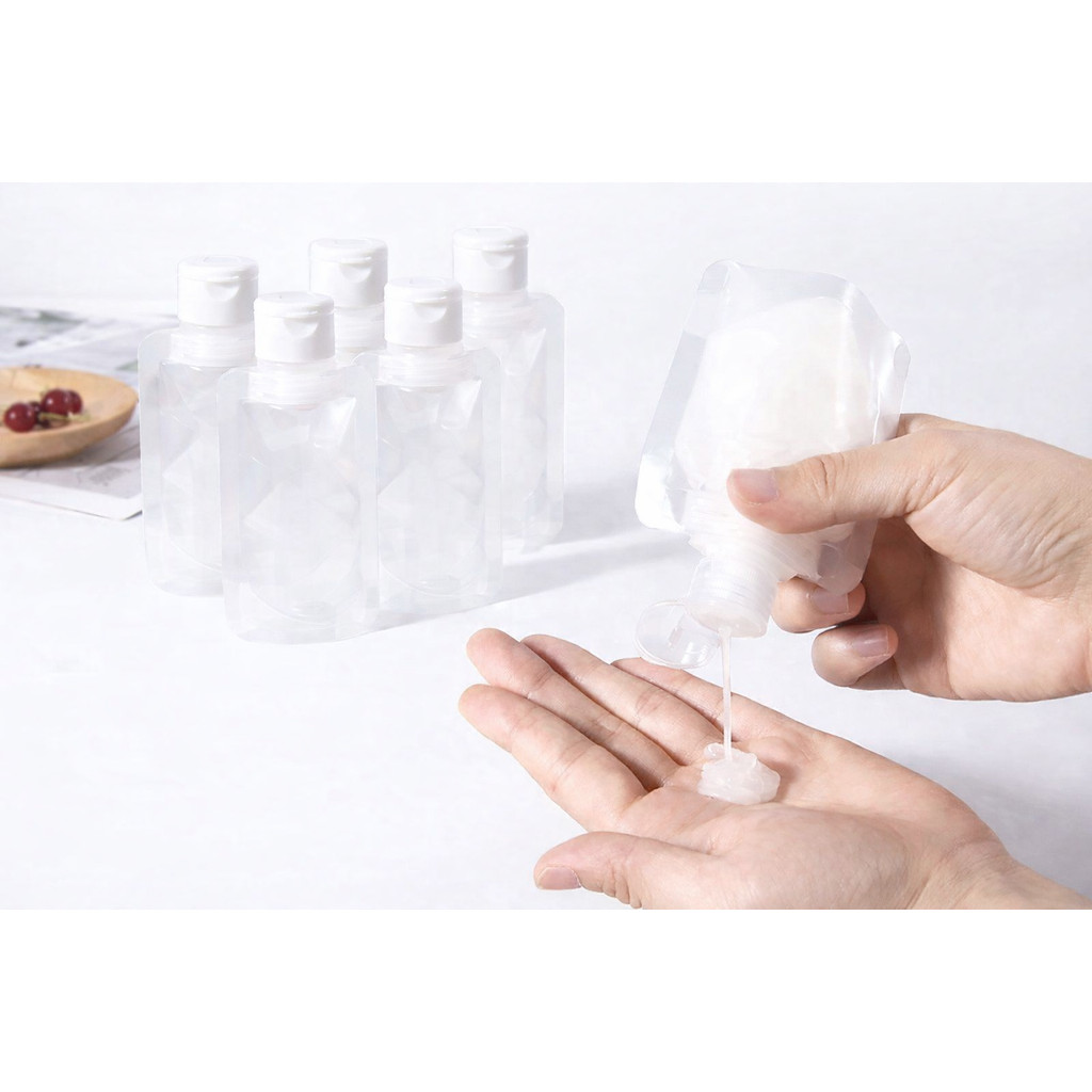 6 Frascos Plástico Dobrável Viagem 30 ml Shampoo Sabonete Álcool Gel Cosméticos Mala Necessaire